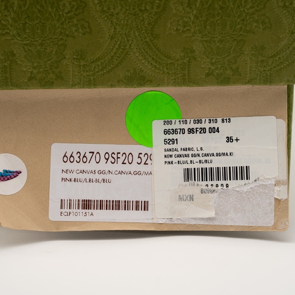 size 35.5G 5.5 US Gucci Princetown Blue Pink GG Canvas Mules Slipper Sandals - Picture 11 of 11